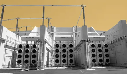 Concrete infrastructure with a yellow background