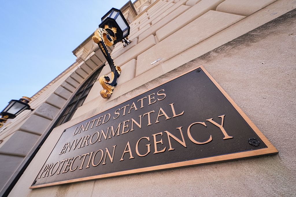 A plaque on the EPA building saying "United States Environmental Protection Agency"