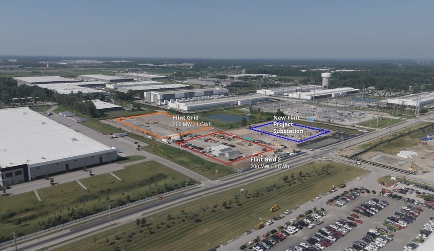 Aerial shot of warehouses