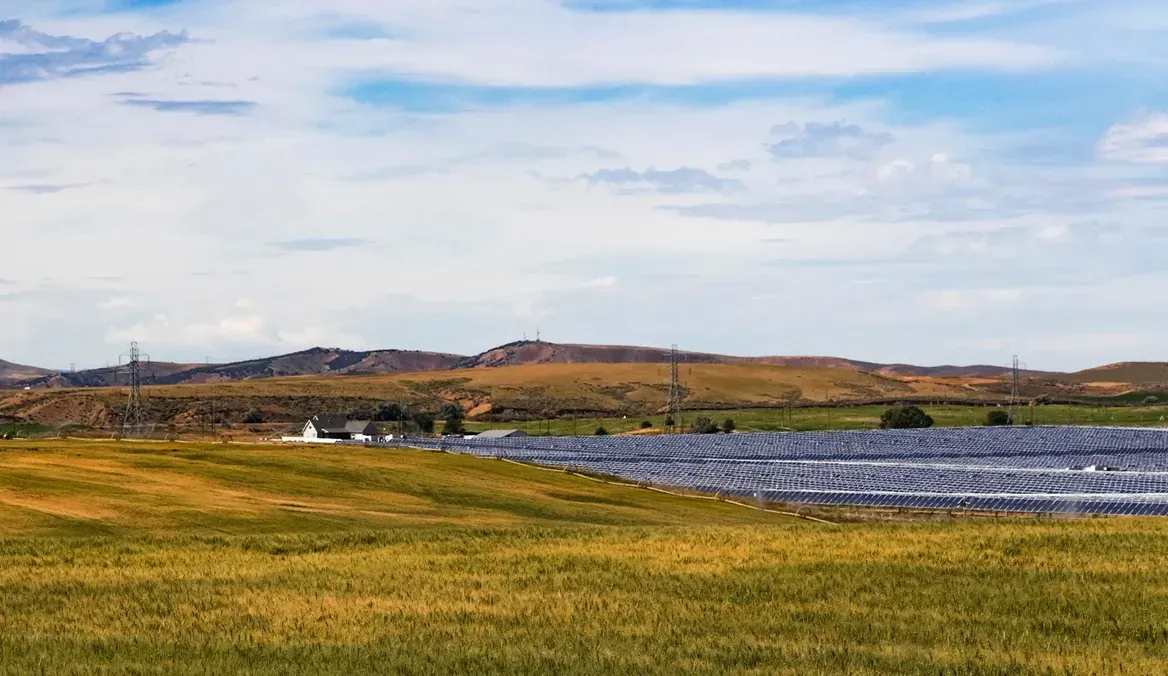 Farmland with solar panels