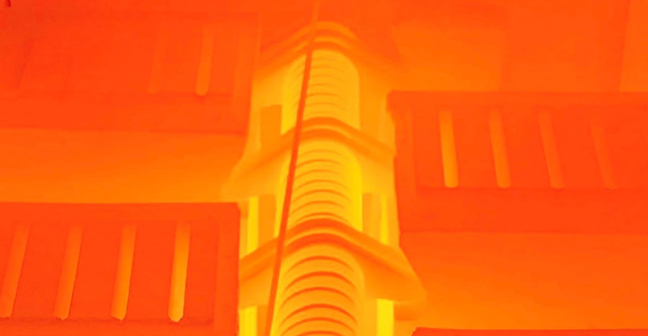 A thermal battery made by Rondo Energy undergoing testing at 1000 degrees Celsius.