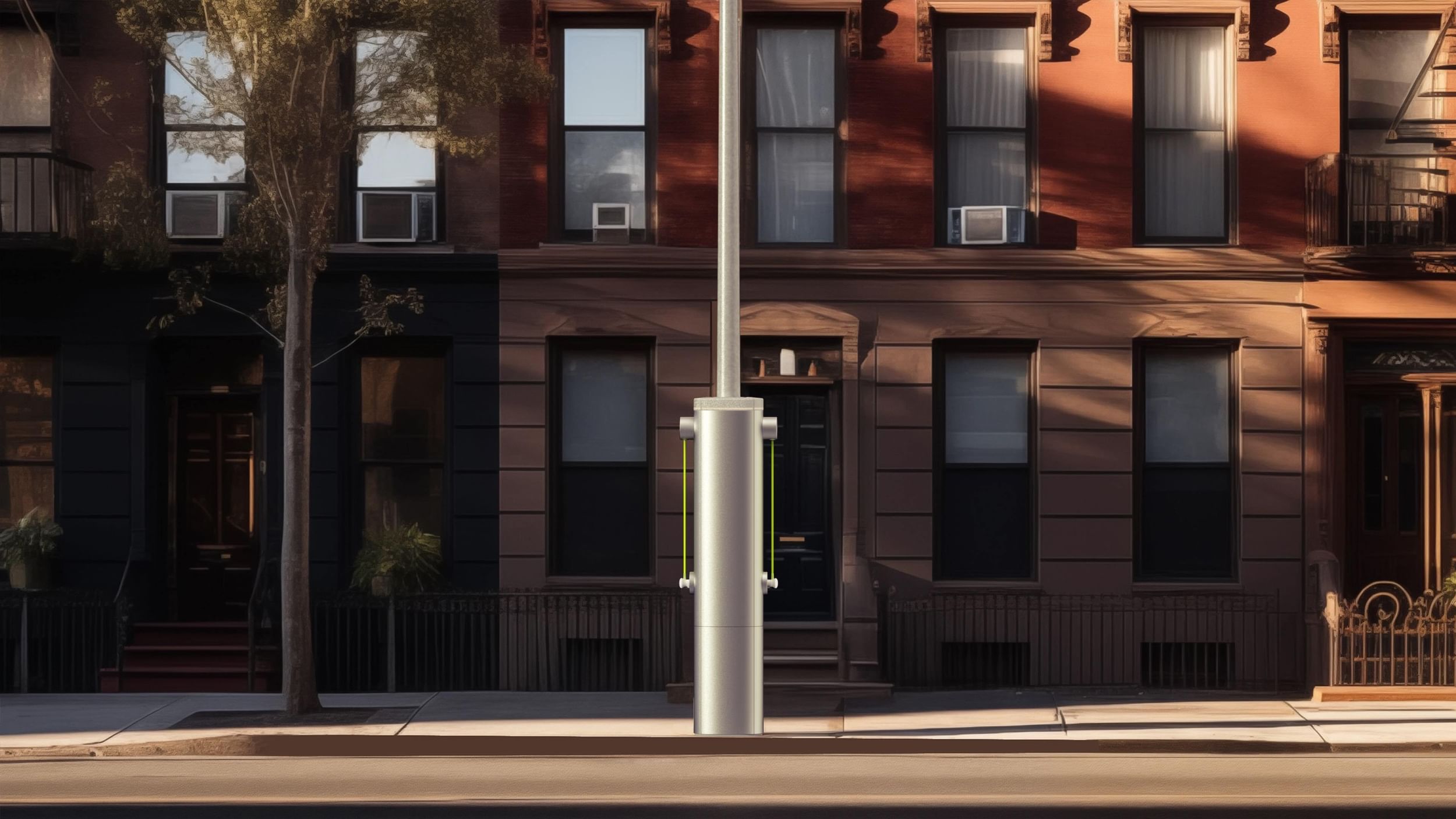 A computer rendering of startup Voltpost’s streetlight-integrated Level 2 EV charger.
