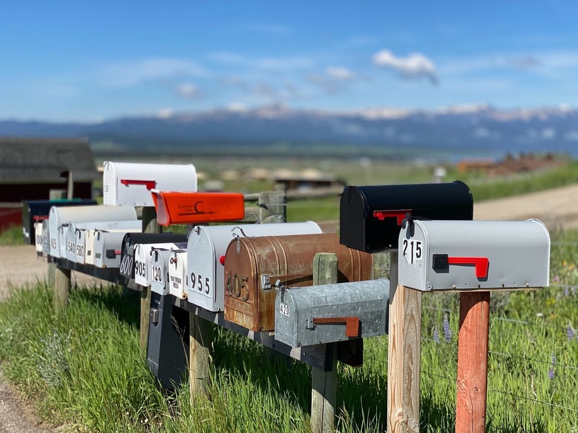 A row of mailboxes in the rural countryside?